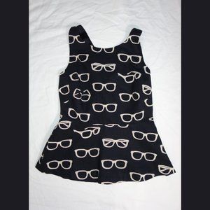 Eva Franco Black & White Sunglass Print Top - Sz 4